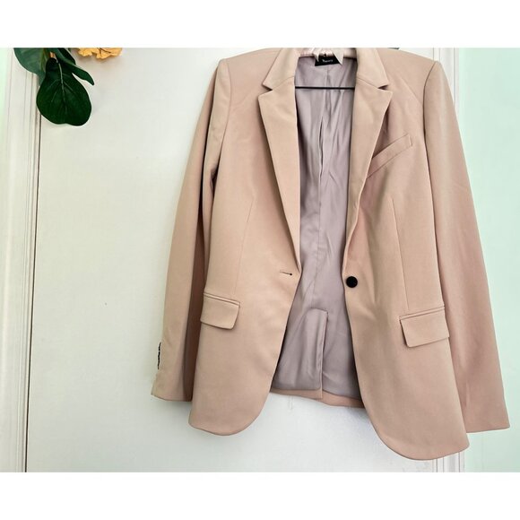 Theory Blazer Women Sz 4 One Button Pockets Notch Collar Career - Picture 1 of 10